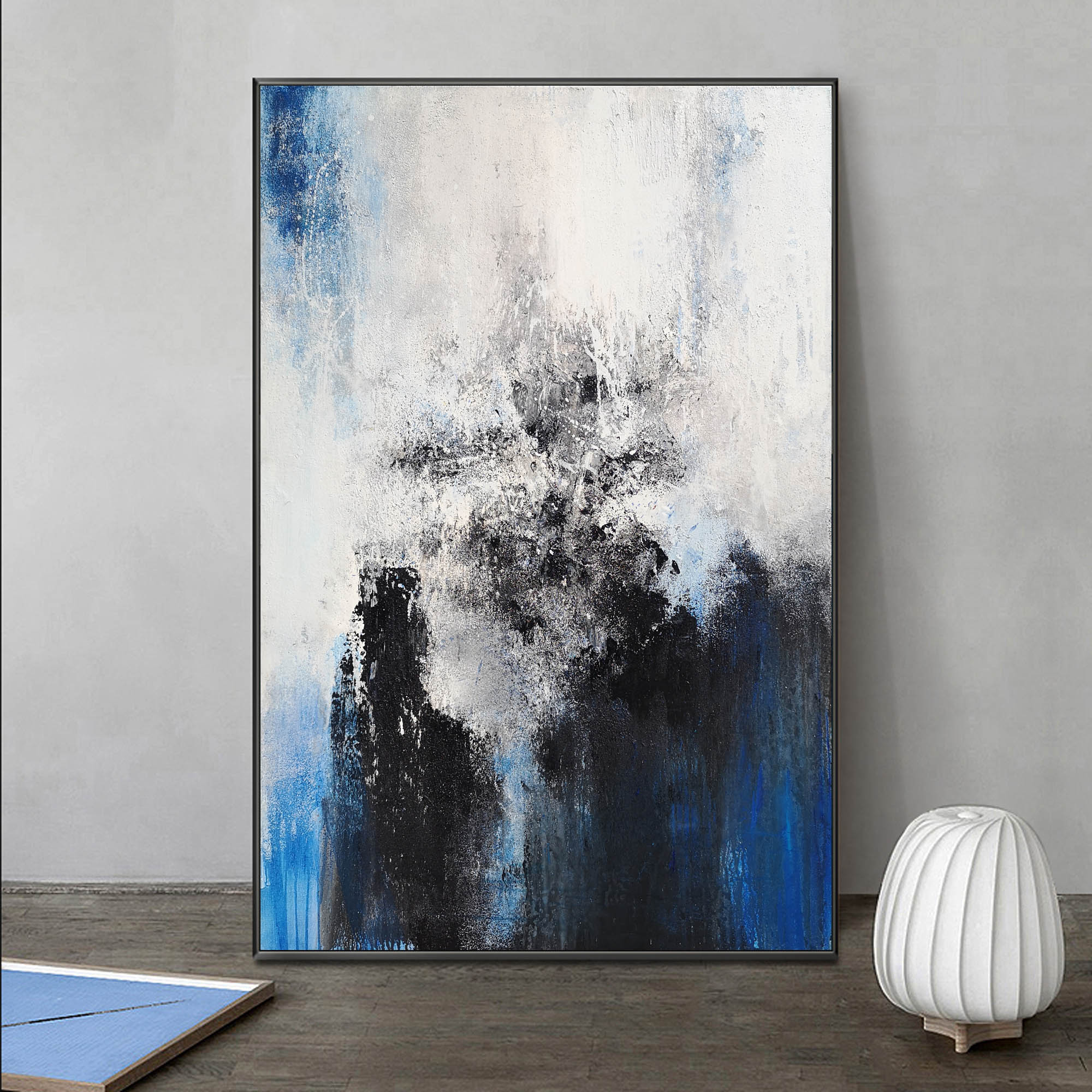 Blue And Black Abstract Painting ABAV96 - Neutralighting