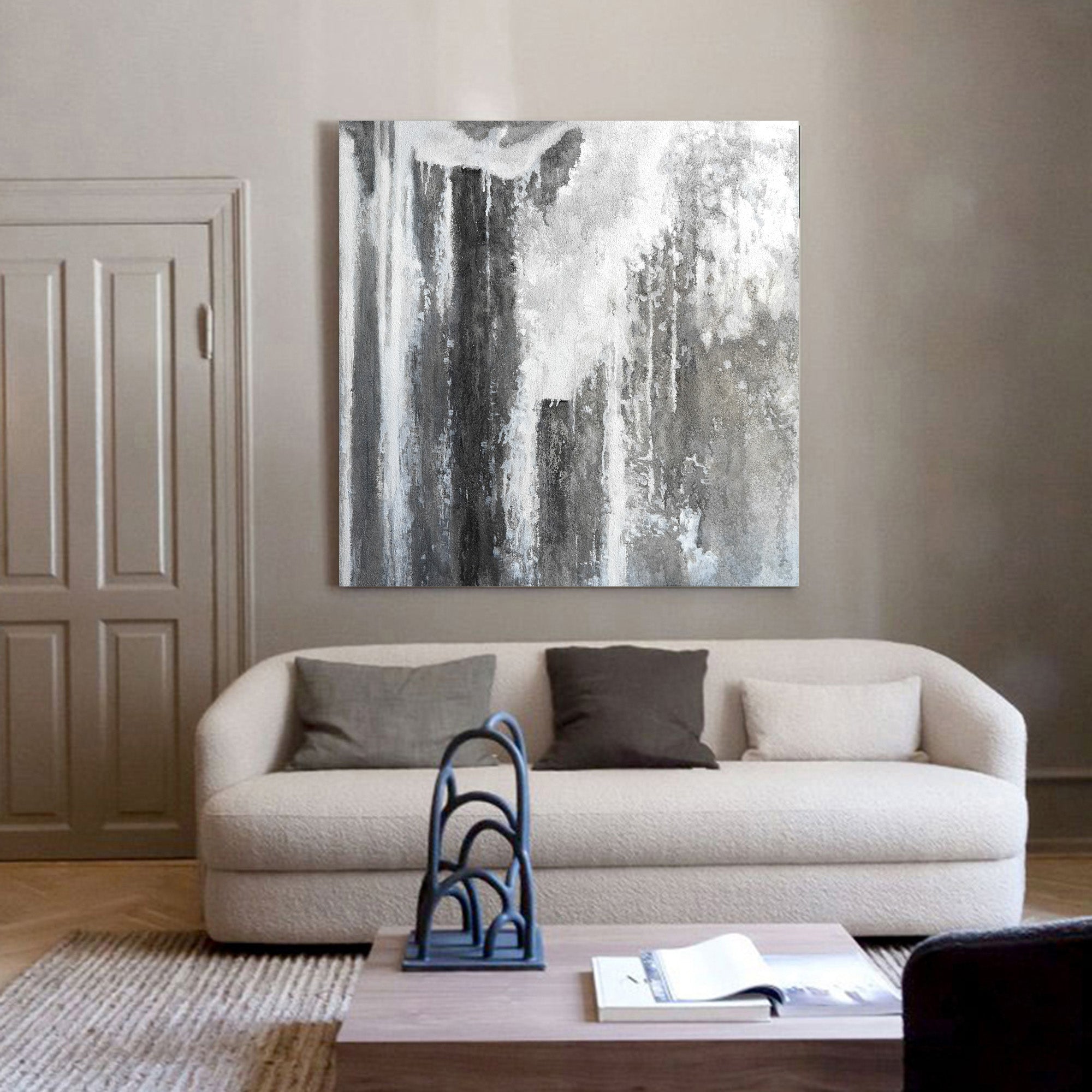 Grey And White Abstract Art