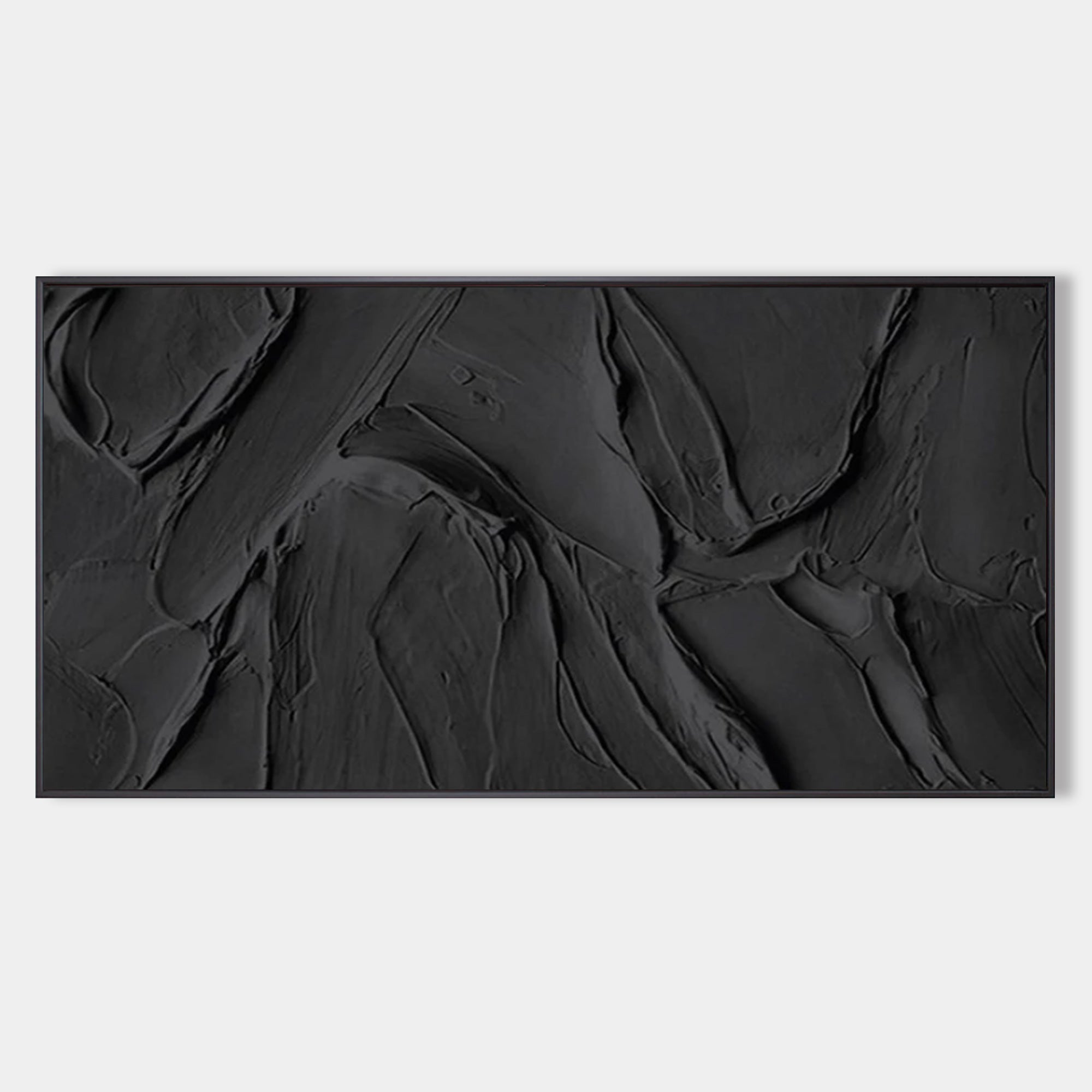 3D Textured Black Wall Art Impasto Painting