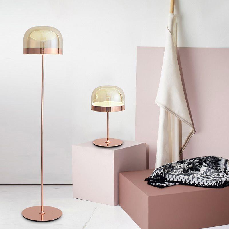 Salgado Modern Black & Rose Gold Floor Lamp, L 135/175CM - Neutralighting