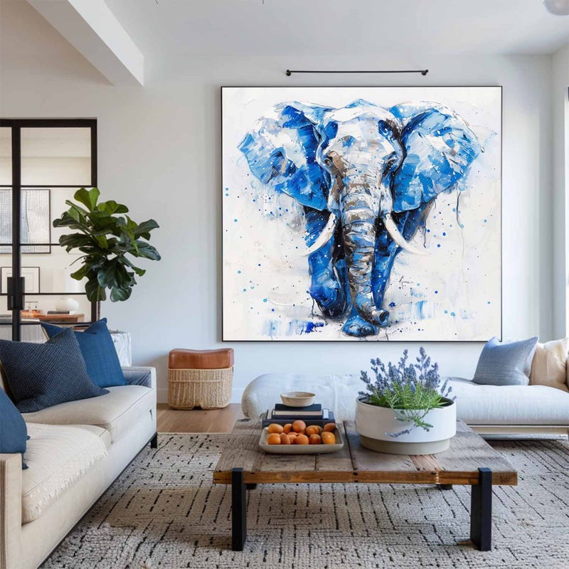Blue Elephant Abstract Painting