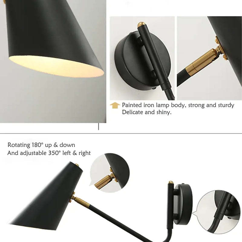 Epoch Rotatable Wall Lamp, Black & White & Gold, Bedroom - Neutralighting