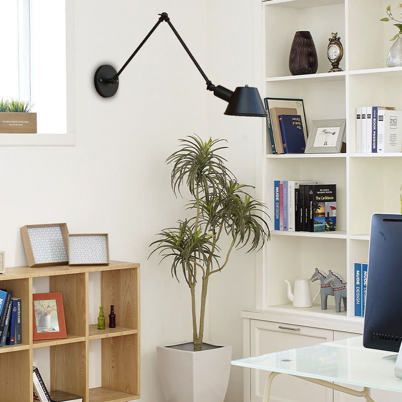 Epoch Rotatable Wall Lamp with Swing Arm, Black/Rust - Neutralighting