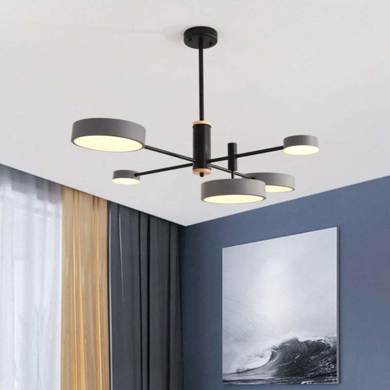 Arisha Pendant Light LED, Metal & Wood, Grey/White/Gold - Neutralighting