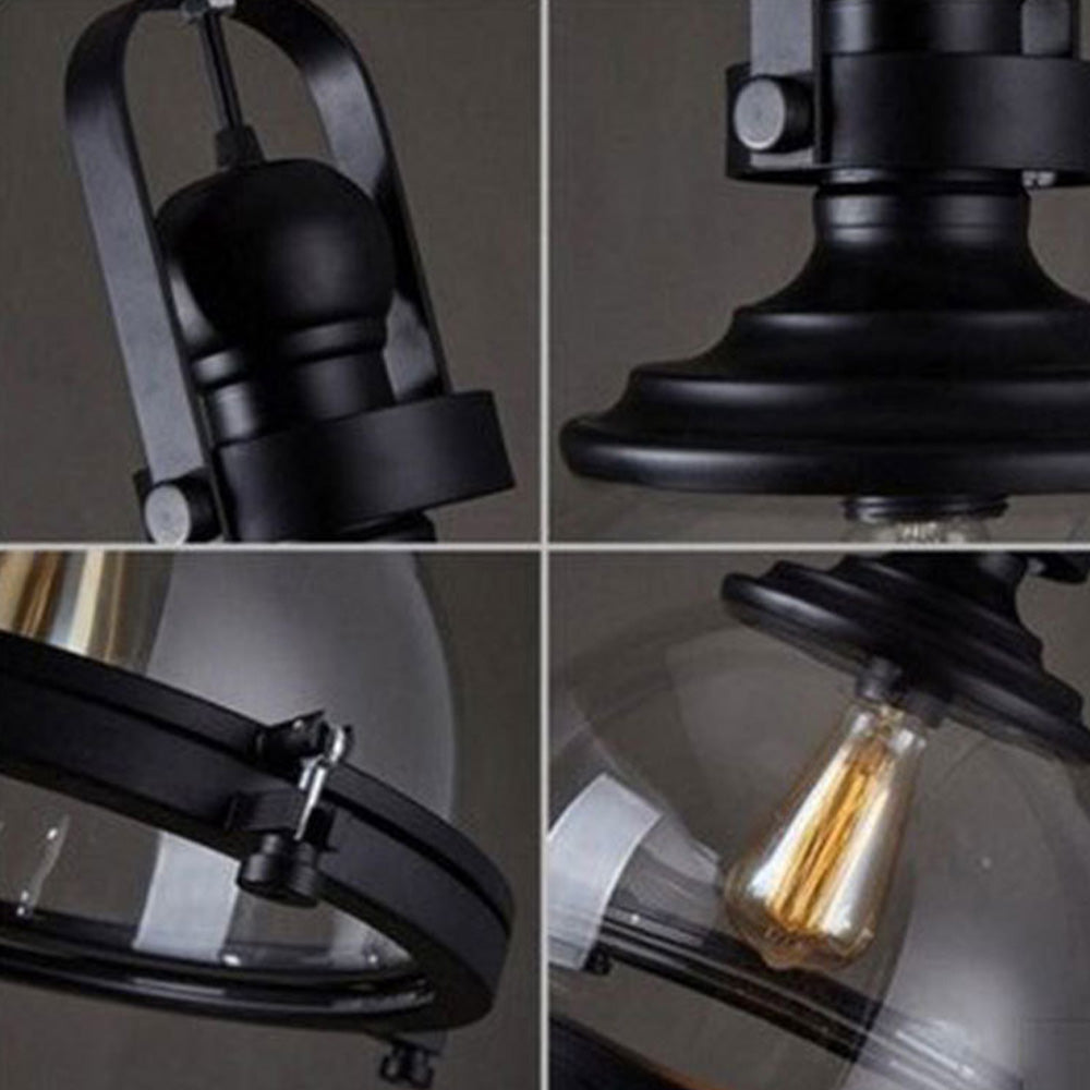 Silva Vintage Hemispherical Glass Pendant Light, Black - Neutralighting