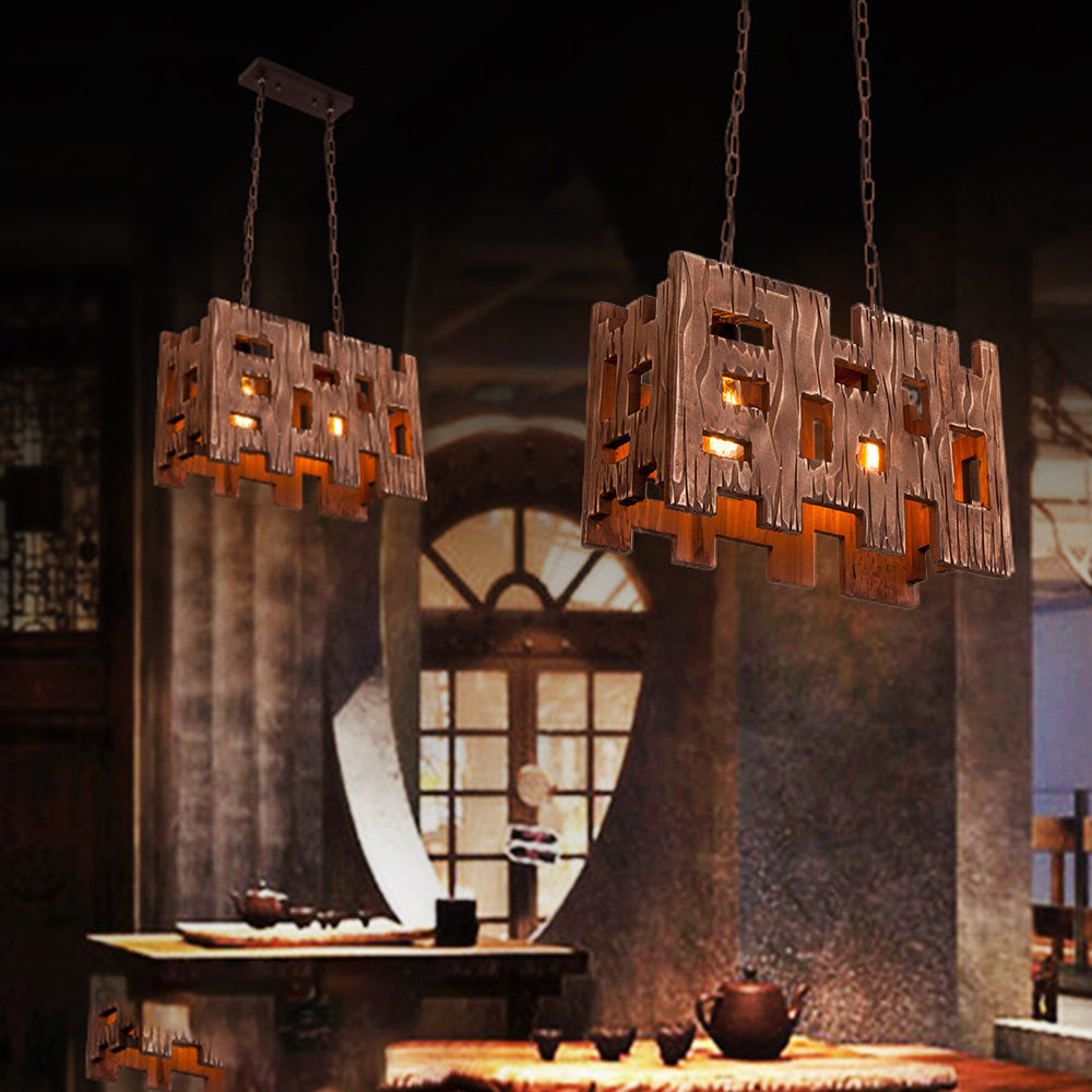 Epoch Rectangular Metal & Wood Pendant Light - Neutralighting