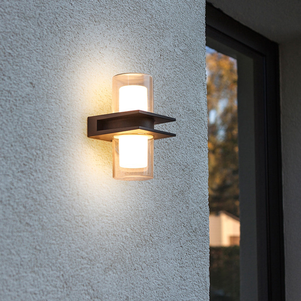 Ray Modern Cylindrical Metal Outdoor Wall Lamp With 2 Heads, Black - Neutralighting