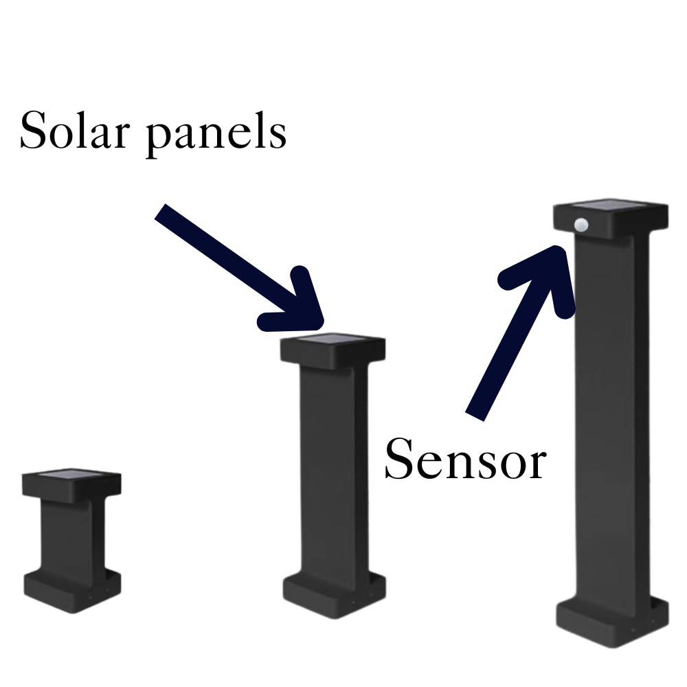 Ray Modern Metal T-Shaped Solar Outdoor Path Light, Black - Neutralighting