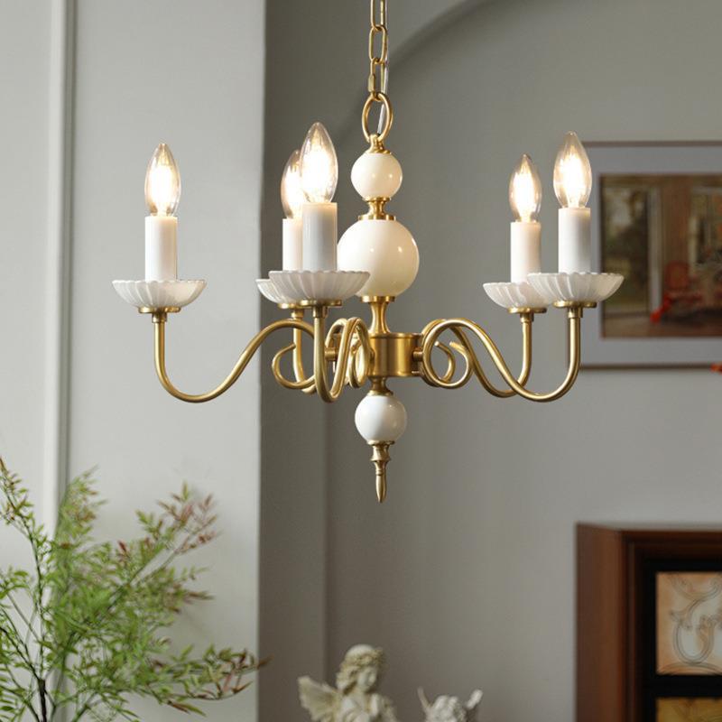 Silva Vintage LED Candle Chandelier Ceramic Bedroom - Neutralighting