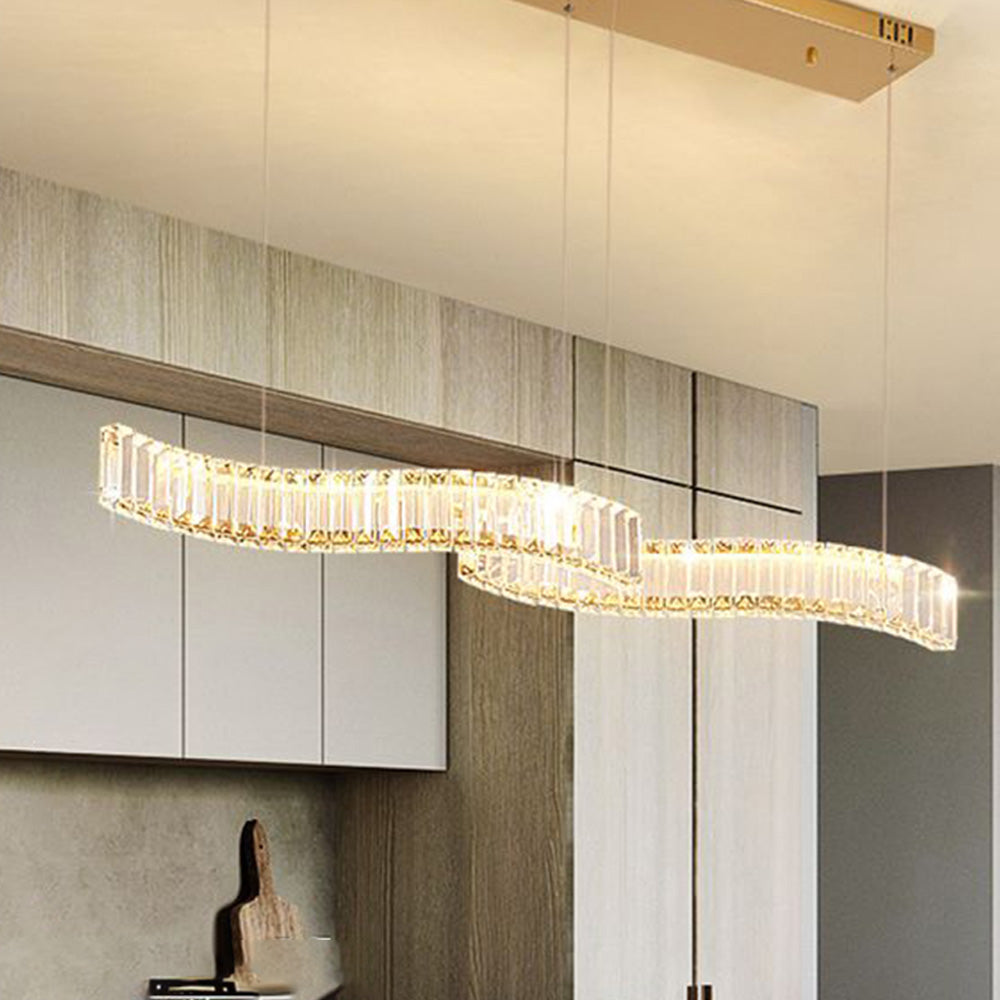 Kristy Luxury Wave Crystal/Metal Pendant Light, Silver/Gold - Neutralighting