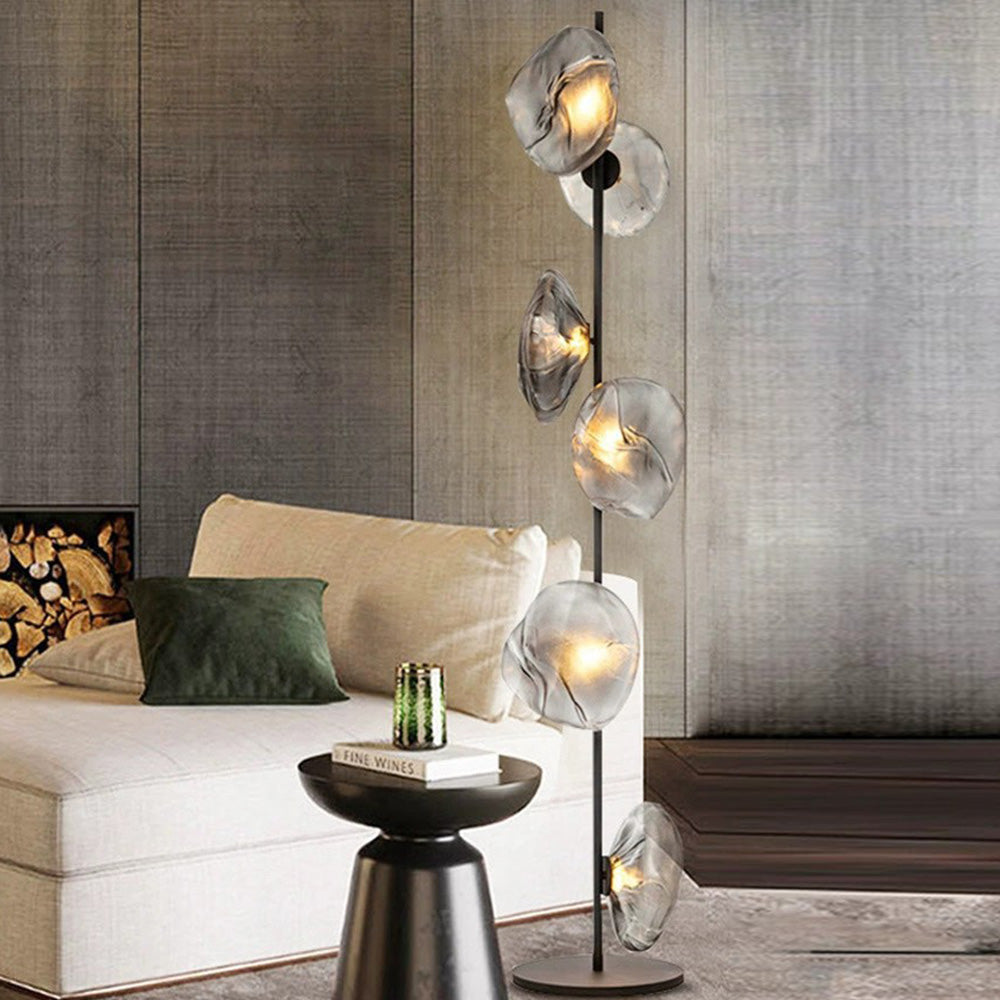 Byers Luxury Flower Metal/Glass Floor Lamp, Black/Gold/Grey - Neutralighting