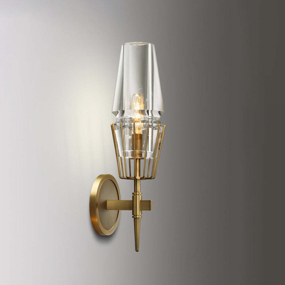 Arisha Vintage Lantern Glass Wall Lamp, Gold - Neutralighting