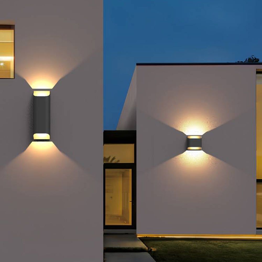 Ray Modern Solar Up Down Metal Outdoor Wall Lamp, Balck - Neutralighting