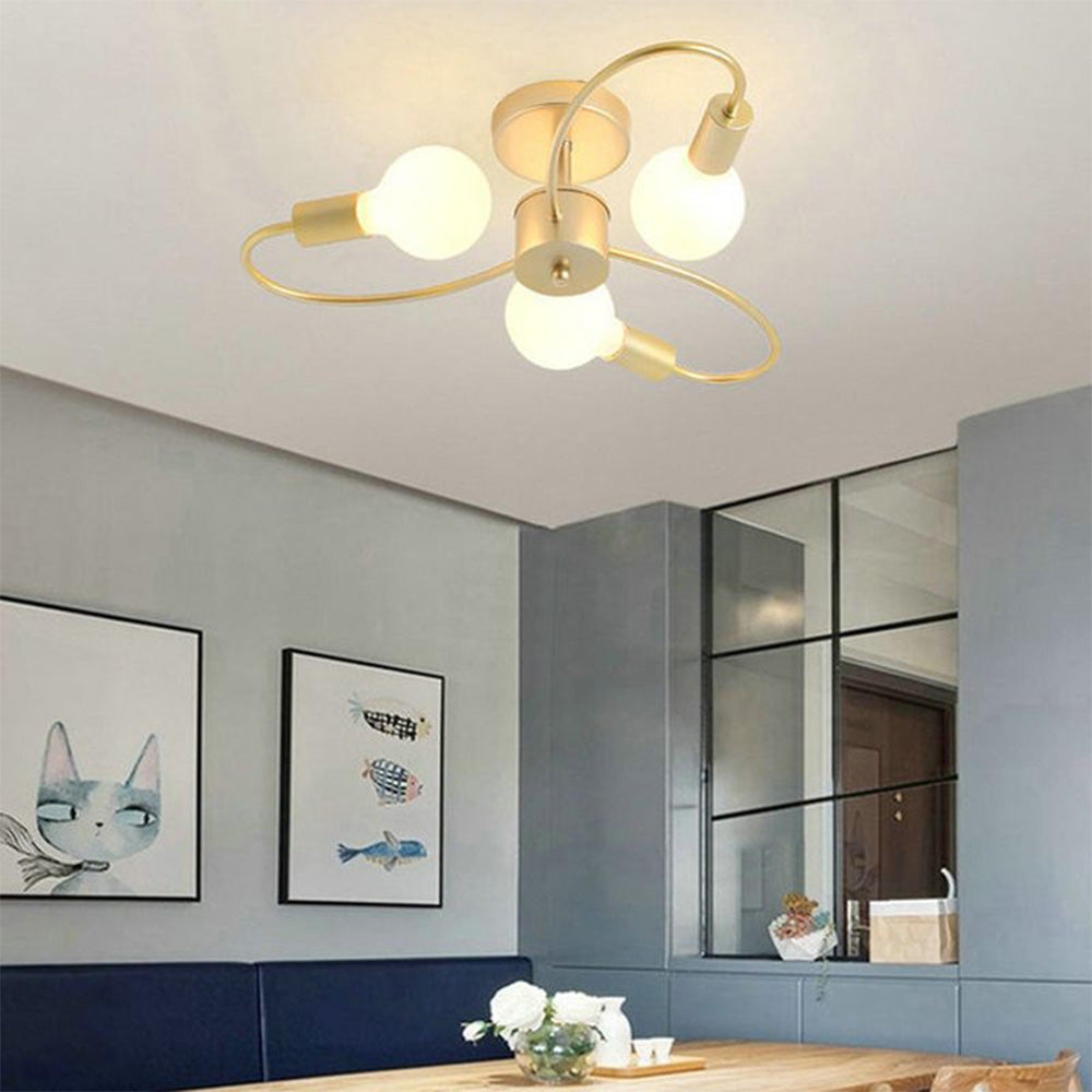 Valentina Modern Metal Flush Mount Ceiling Light, Black/Gold - Neutralighting