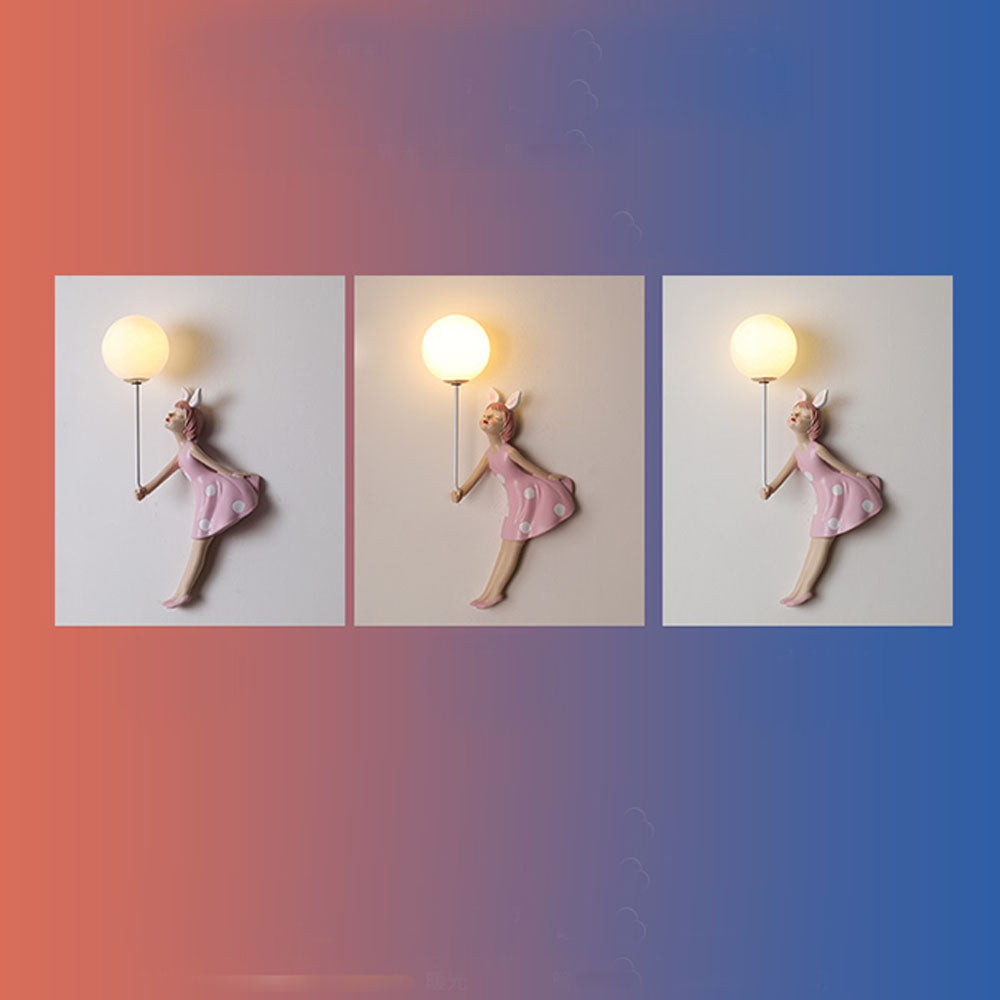 Arisha Modern Balloon/Girl Shape Acrylic Pink Wall Lamp - Neutralighting
