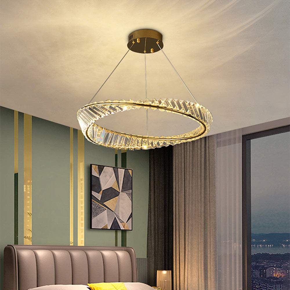 Kristy Modern Luxury Round Glass Chandelier, Gold - Neutralighting