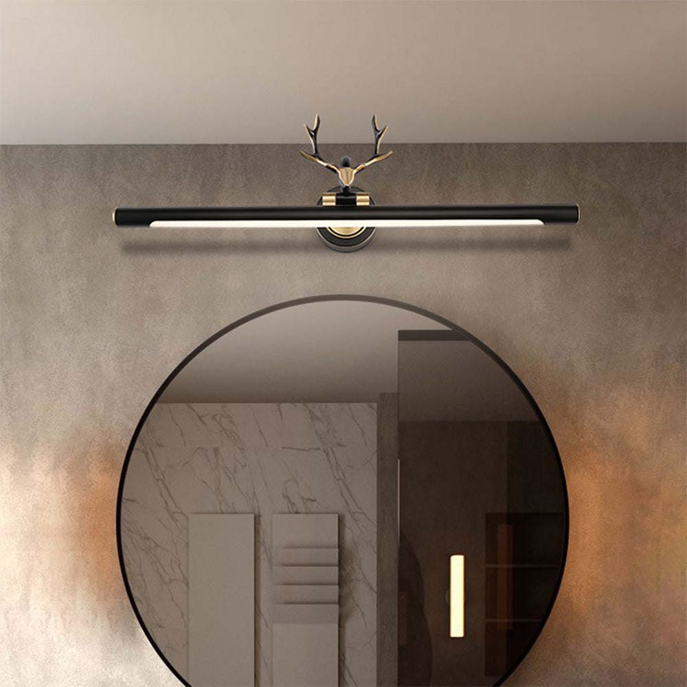 Arisha Decorative Deer Mirror Front Vanity Wall Lamp, Black/Gold - Neutralighting