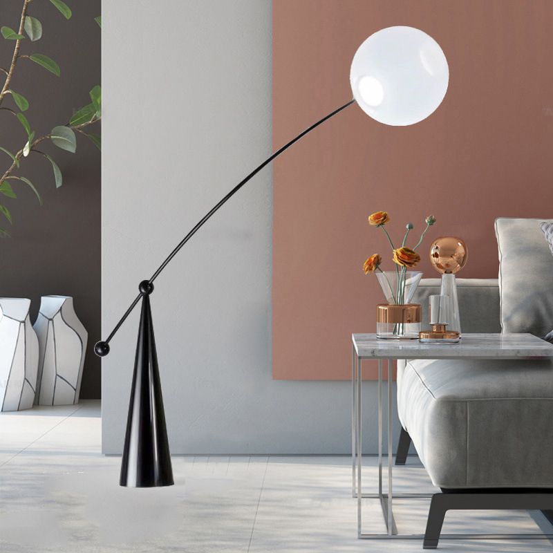 Valentina Floor Lamp Arc/Bubble Modern/Unique, Frosted Glass, White, Bedroom - Neutralighting