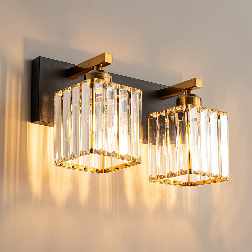 Kristy Vintage LED Metal/Crystal Wall Lamp For Mirror, Gold - Neutralighting