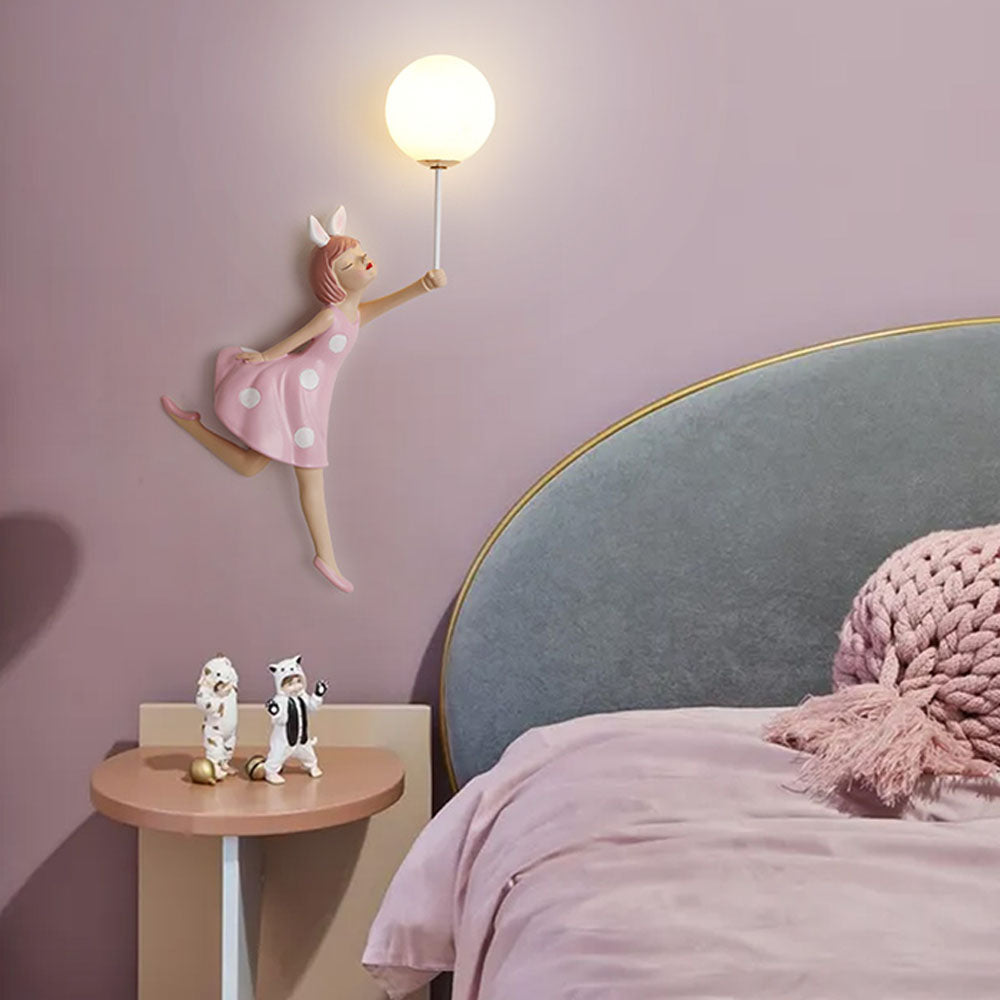 Arisha Modern Balloon/Girl Shape Acrylic Pink Wall Lamp - Neutralighting
