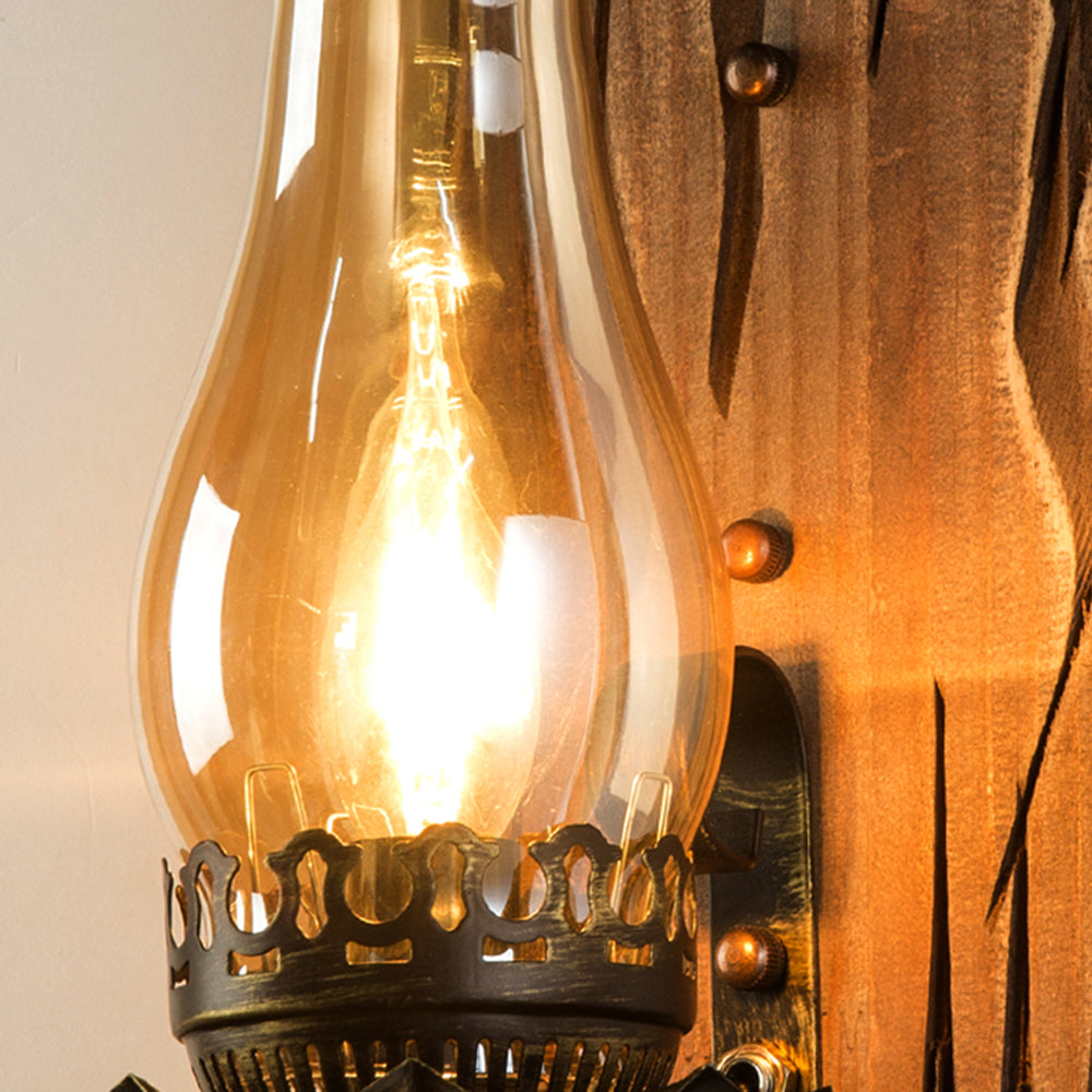 Epoch Wall Lamp Vintage Candle Wooden Glass, Bedroom - Neutralighting