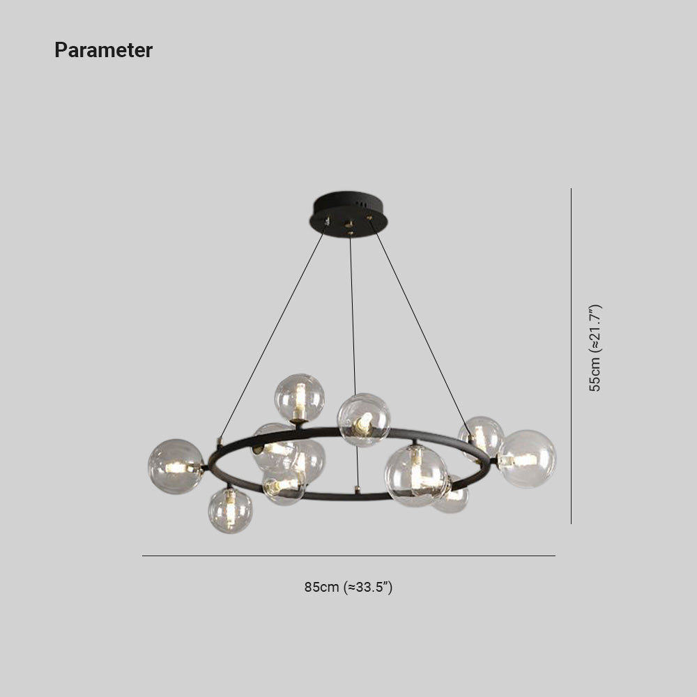 Valentina Modern Glass Globe Ring Chandelier, Gold/Black - Neutralighting