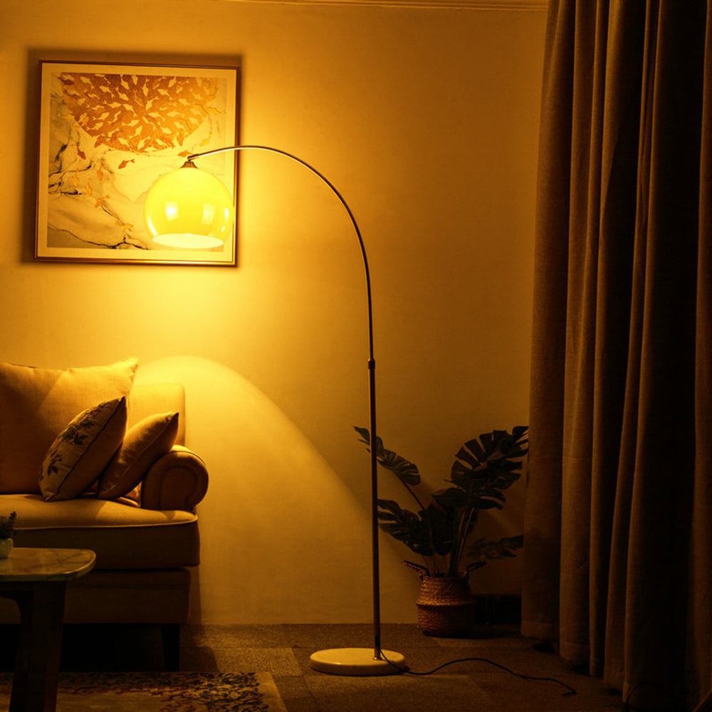 Mira Floor Arc Lamp, Tall Floor Light, Modern, Orange/ White - Neutralighting