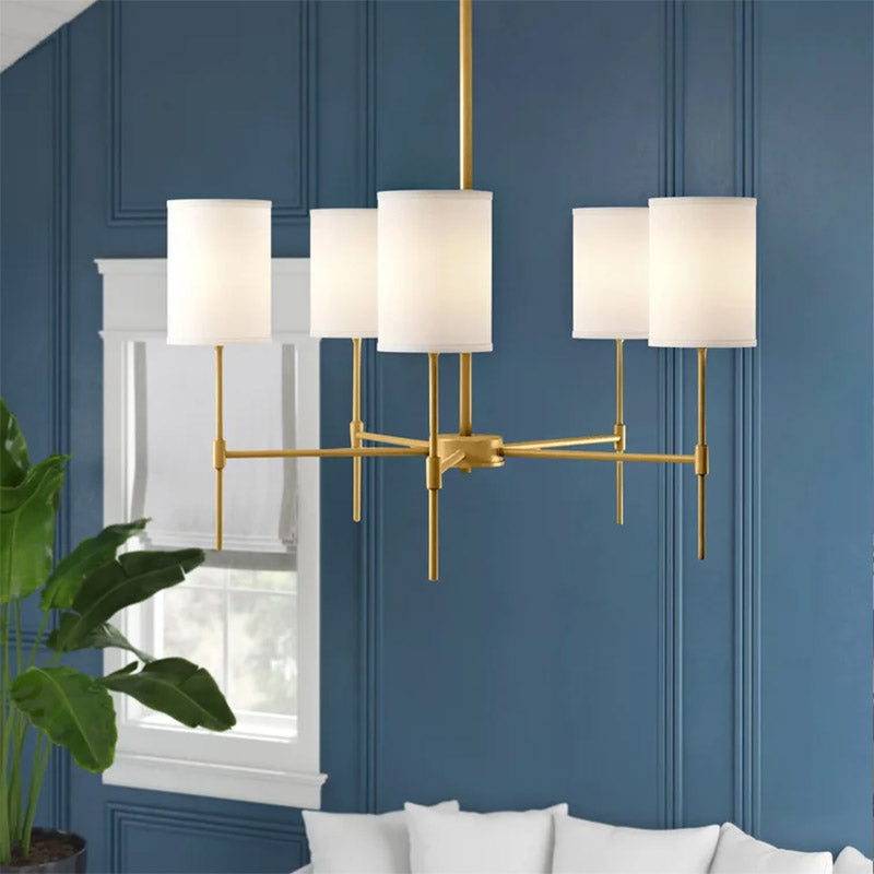 Silva Modern LED Chandelier Black/Gold Metal/Fabric Bedroom/Living Room - Neutralighting