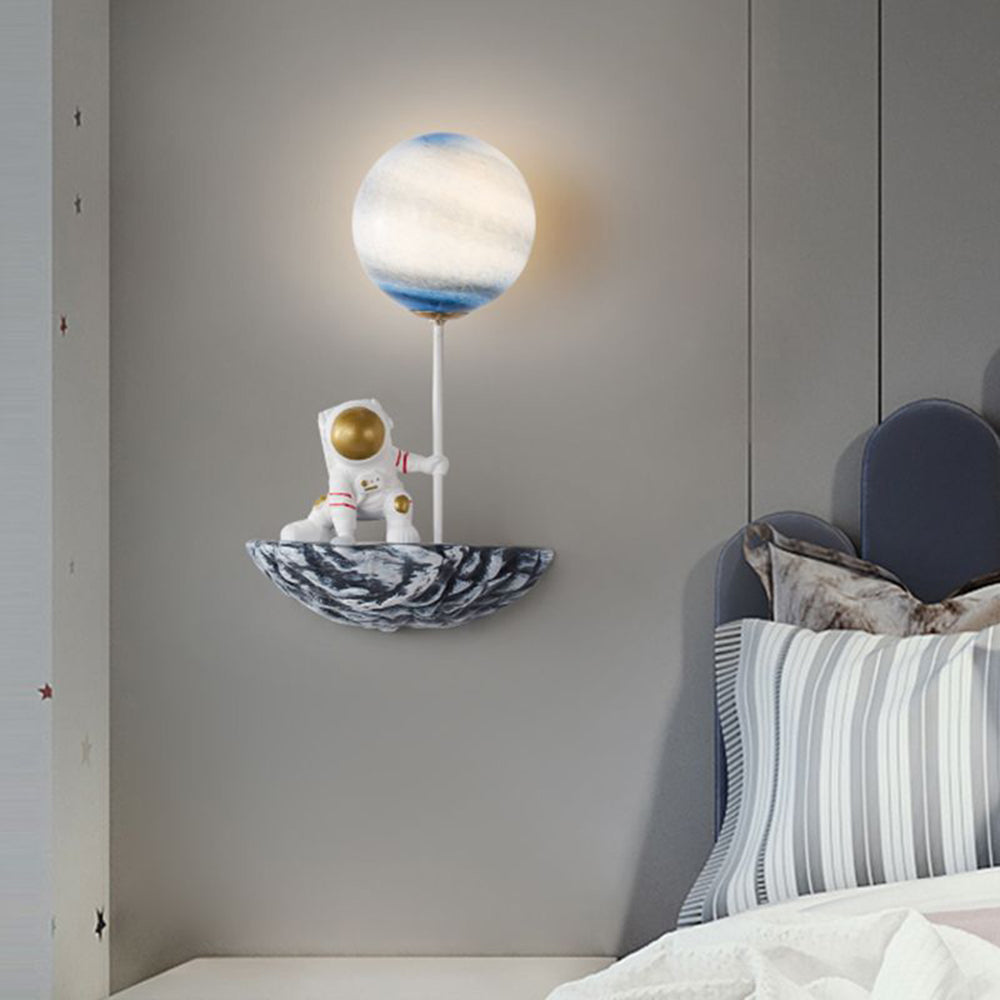 Aria Decorative Astronaut Glass/Acrylic Wall Lamp, White/Blue-White - Neutralighting