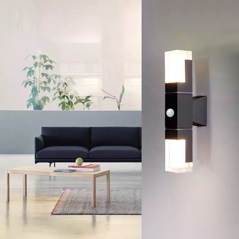 Ray Modern Rectangular Double- Head Metal Outdoor Wall Lamp - Neutralighting