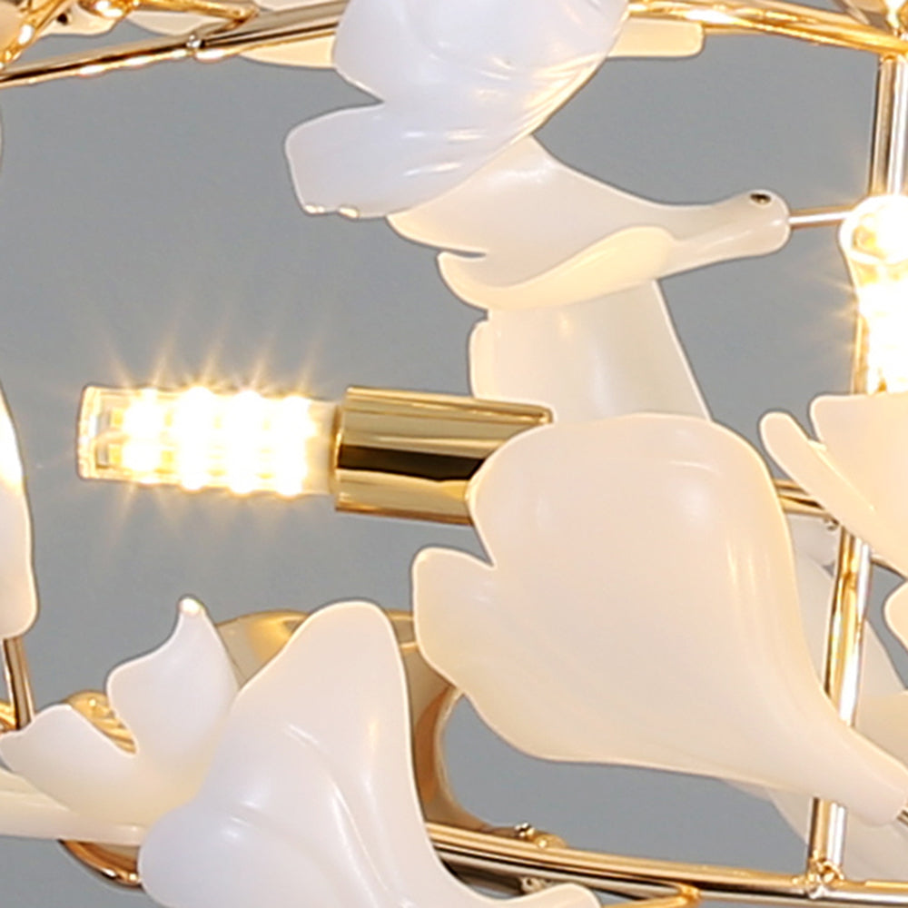 Olivia Ginkgo Leaf Modern Petal Shaped Metal Chandelier, Gold - Neutralighting