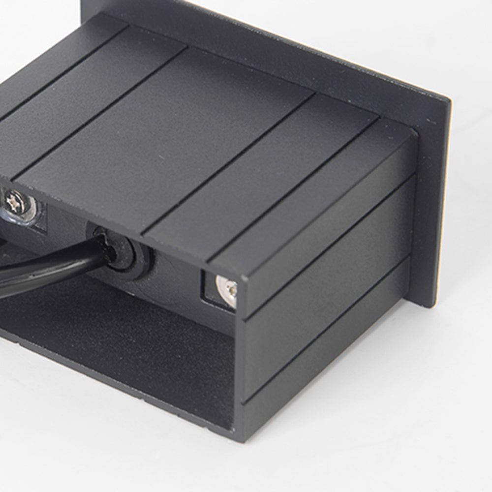 Ray Modern Metal Rectangular Outdoor Deck/Step Light, Black