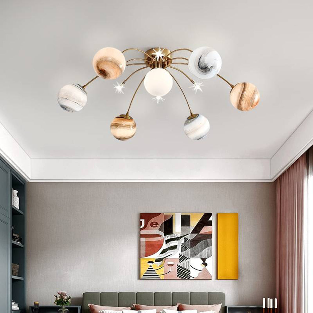 Aria Modern Planet Flush Mount Ceiling Light, Living Room - Neutralighting