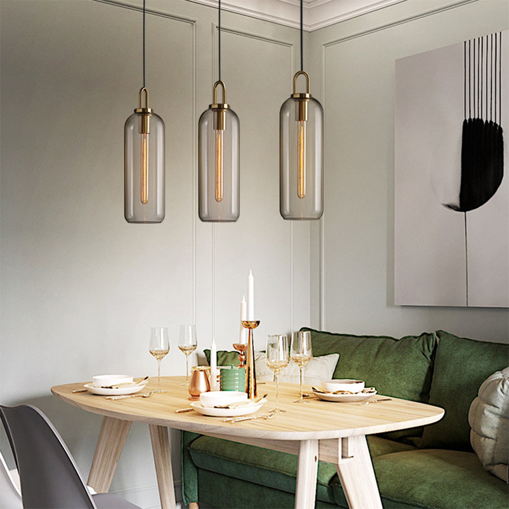Valentina Clear& Glass Cylinder Pendant Light, 2 Color - Neutralighting