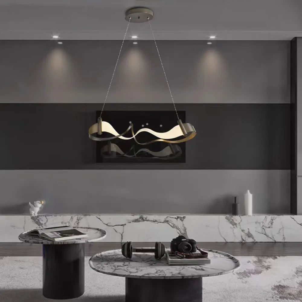 Arisha Metal Gold Pendant Light, Wavy Shape - Neutralighting