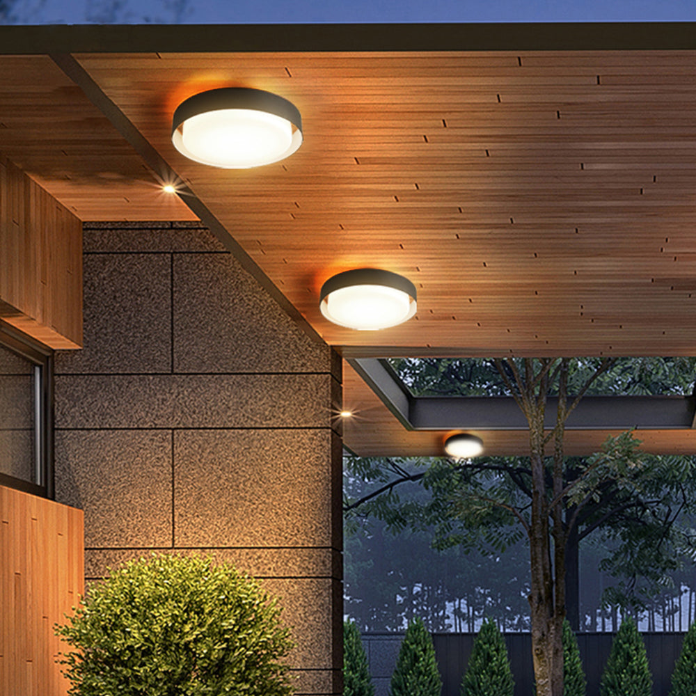 Ray Modern Round Flush Mount Ceiling Light, Metal/Acrylic, White/Black - Neutralighting