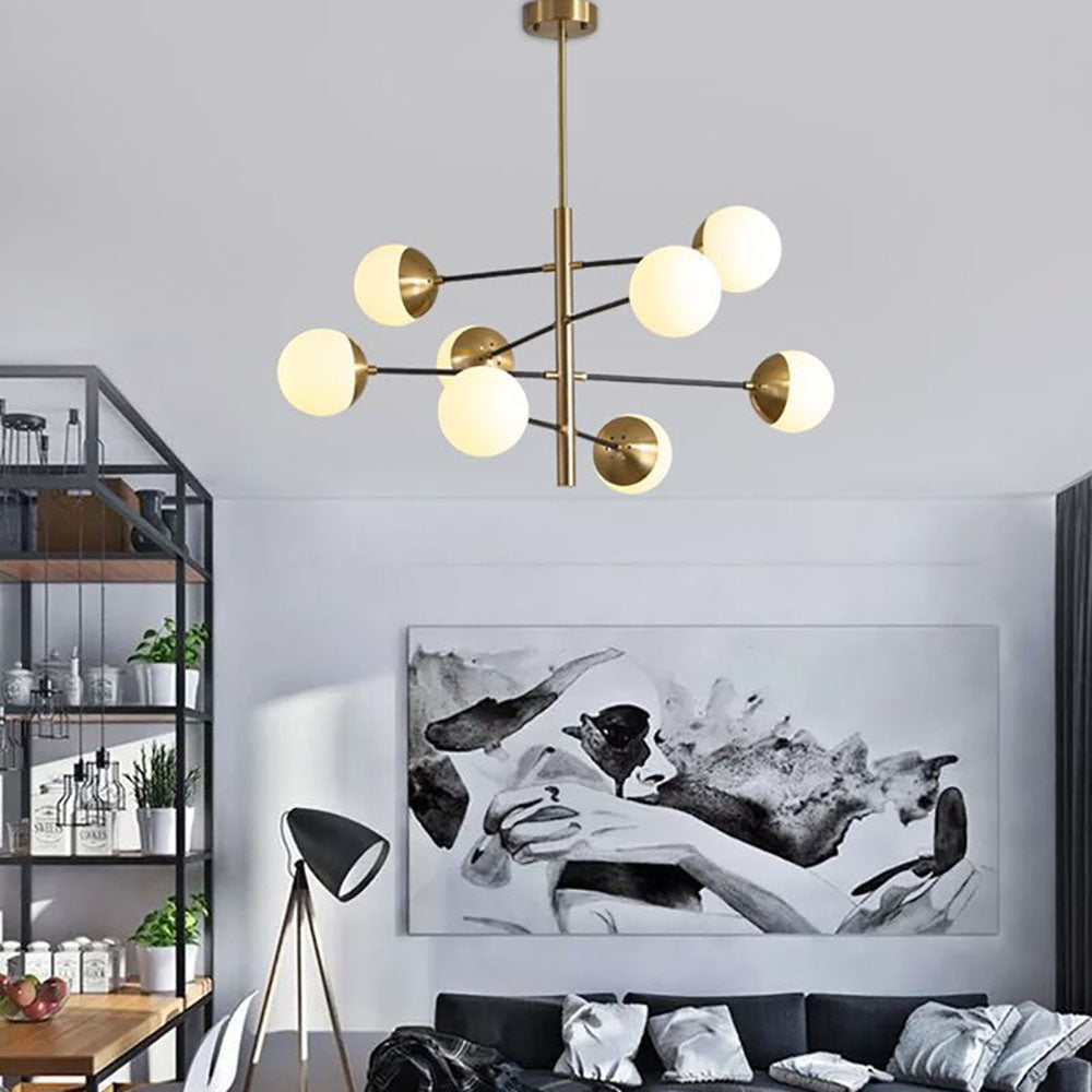 Valentina Nordic Multi Globe Metal/Glass Pendant Light, Gold - Neutralighting