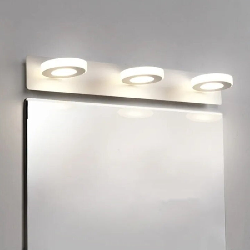 Arisha Minimalist Round Metal Wall Lamp, White, Bathroom