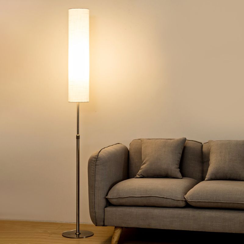 Eryn Minimalist Metal and Fabric Cylindrical White Floor Lamp - Neutralighting
