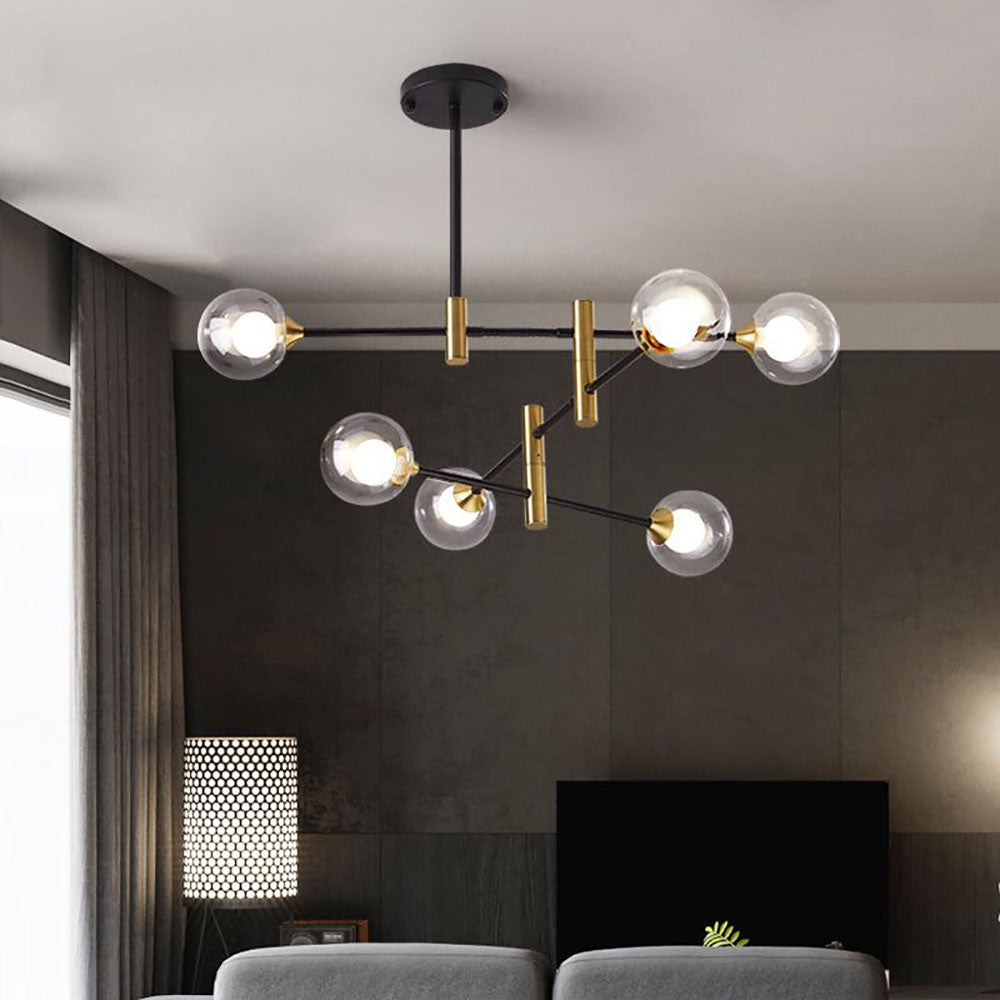 Valentina Nordic Spherical Bubble Metal/Glass Chandelier, Black/Gold - Neutralighting