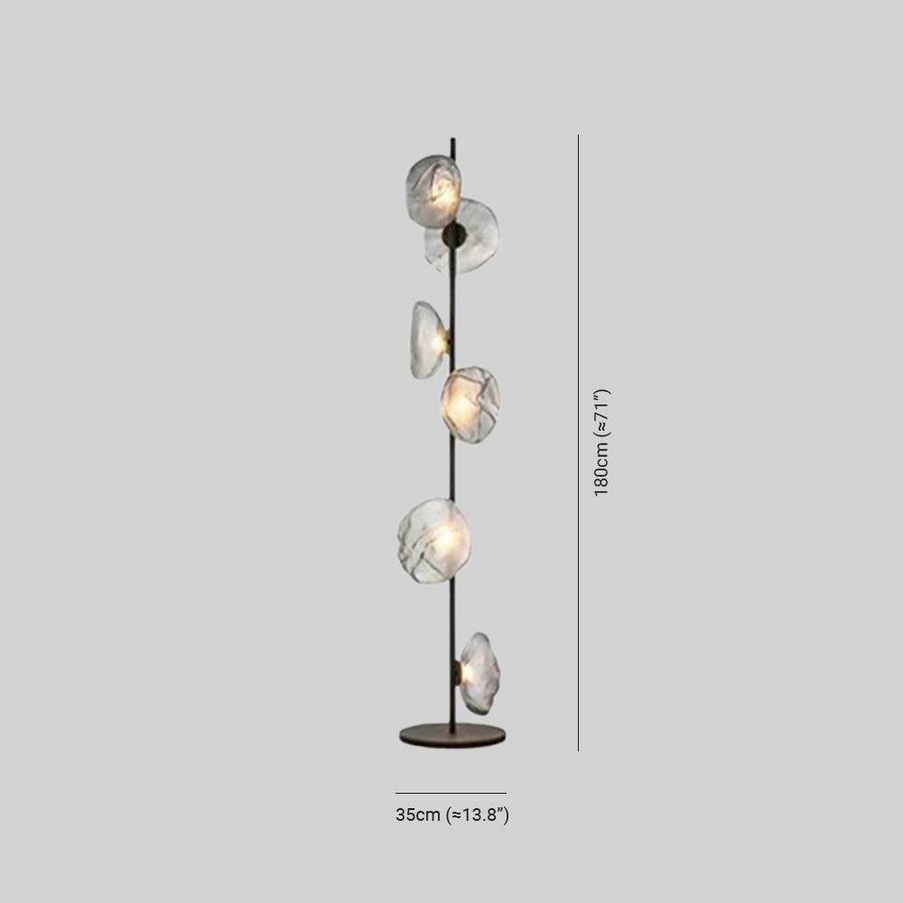 Byers Luxury Flower Metal/Glass Floor Lamp, Black/Gold/Grey - Neutralighting