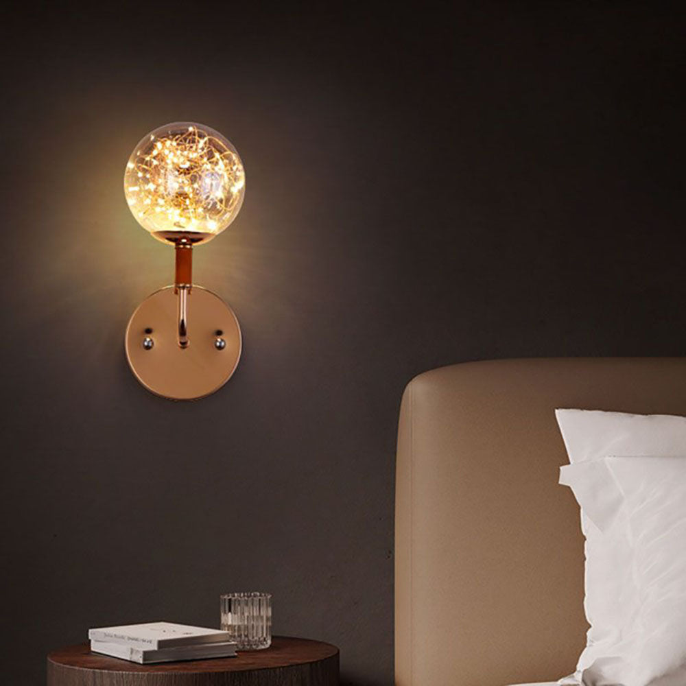 Valentina Wall Lamp Starry Globe Art Deco, Black/Gold, Bedroom - Neutralighting