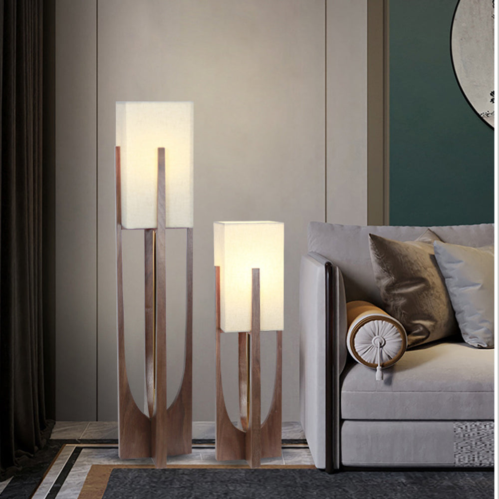 Ozawa Natural Rectangular Wood/Fabric Floor Lamp - Neutralighting
