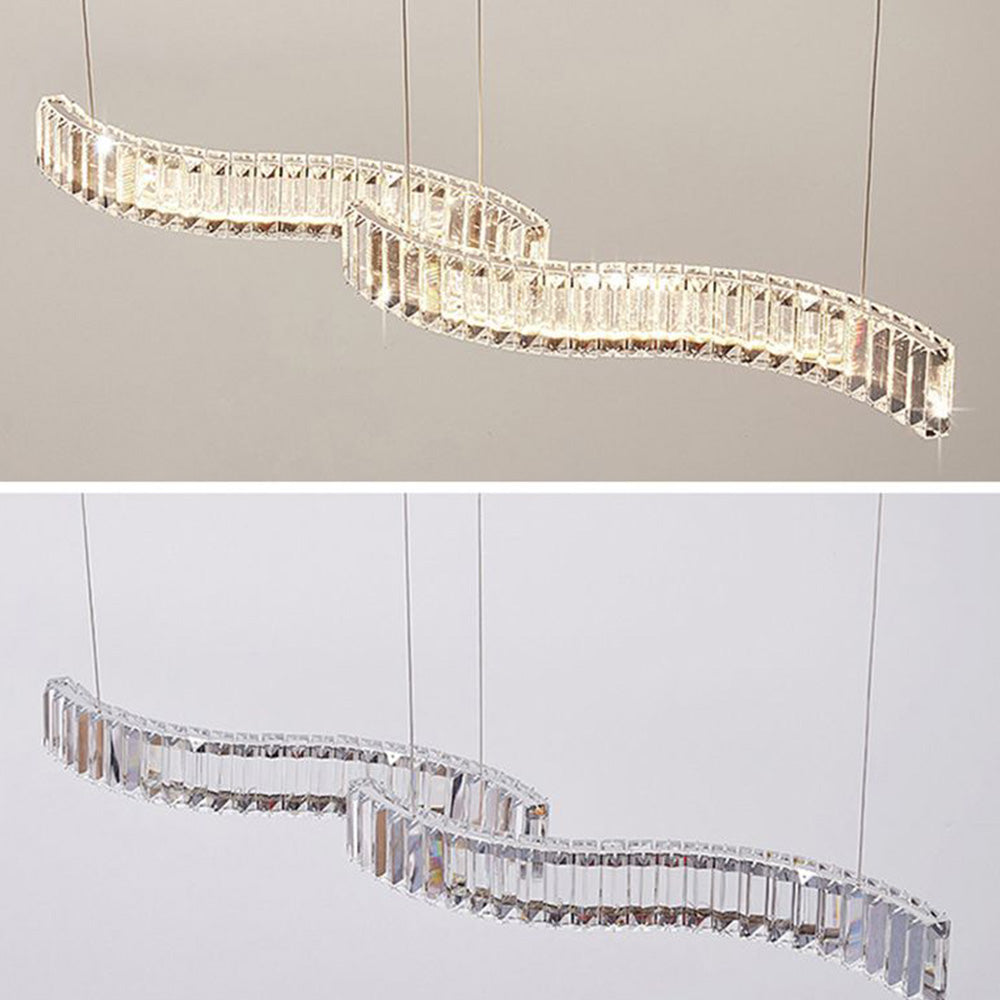 Kristy Luxury Wave Crystal/Metal Pendant Light, Silver/Gold - Neutralighting