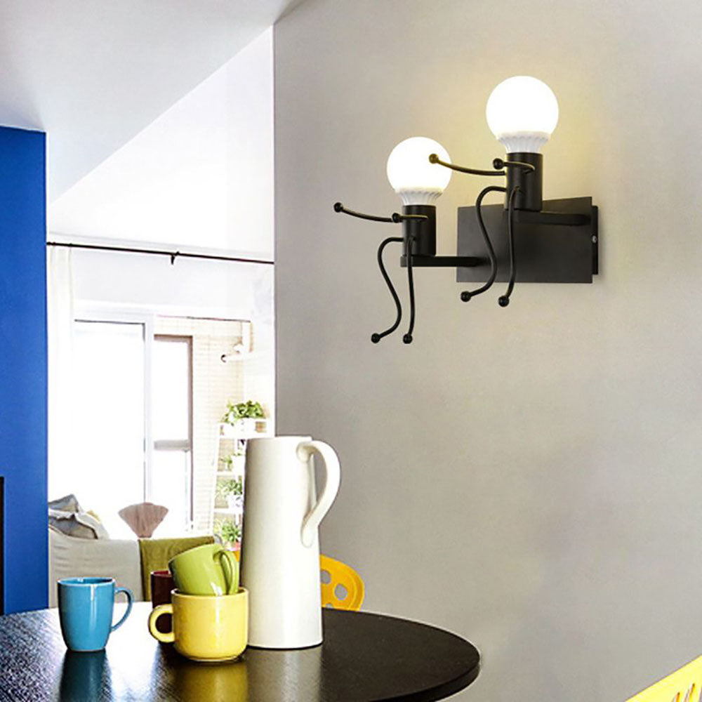 Arisha Modern Decorative Man Metal Wall Lamp, White/Black - Neutralighting