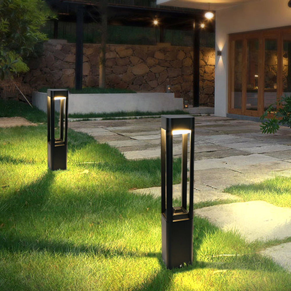 Ray Metal Rectangular Hollow Outdoor Path Light, Black - Neutralighting