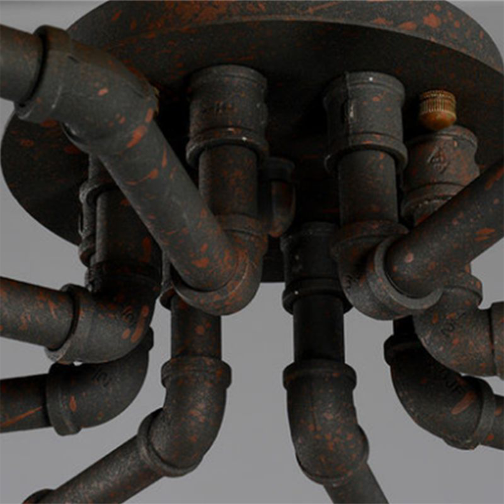 Alessio Industrial Flush Mount Ceiling Light, Black/Brass - Neutralighting