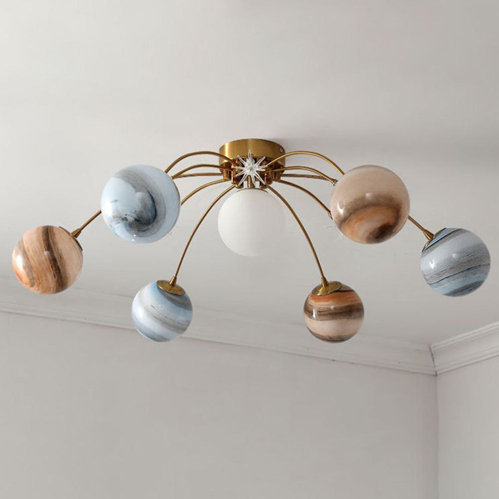 Aria Modern Planet Flush Mount Ceiling Light, Living Room - Neutralighting