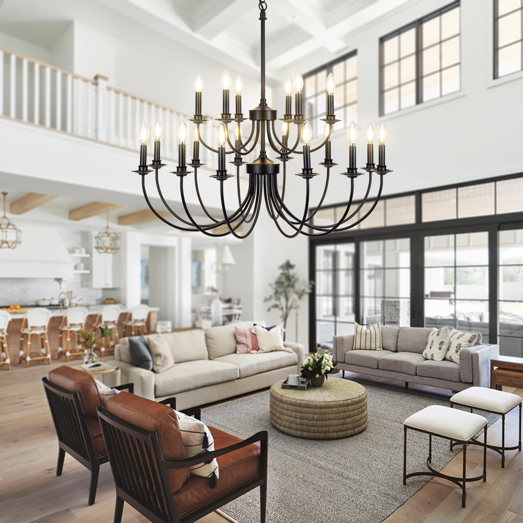 Silva LED Chandelier Black Metal Bedroom Living Room Ding Room - Neutralighting