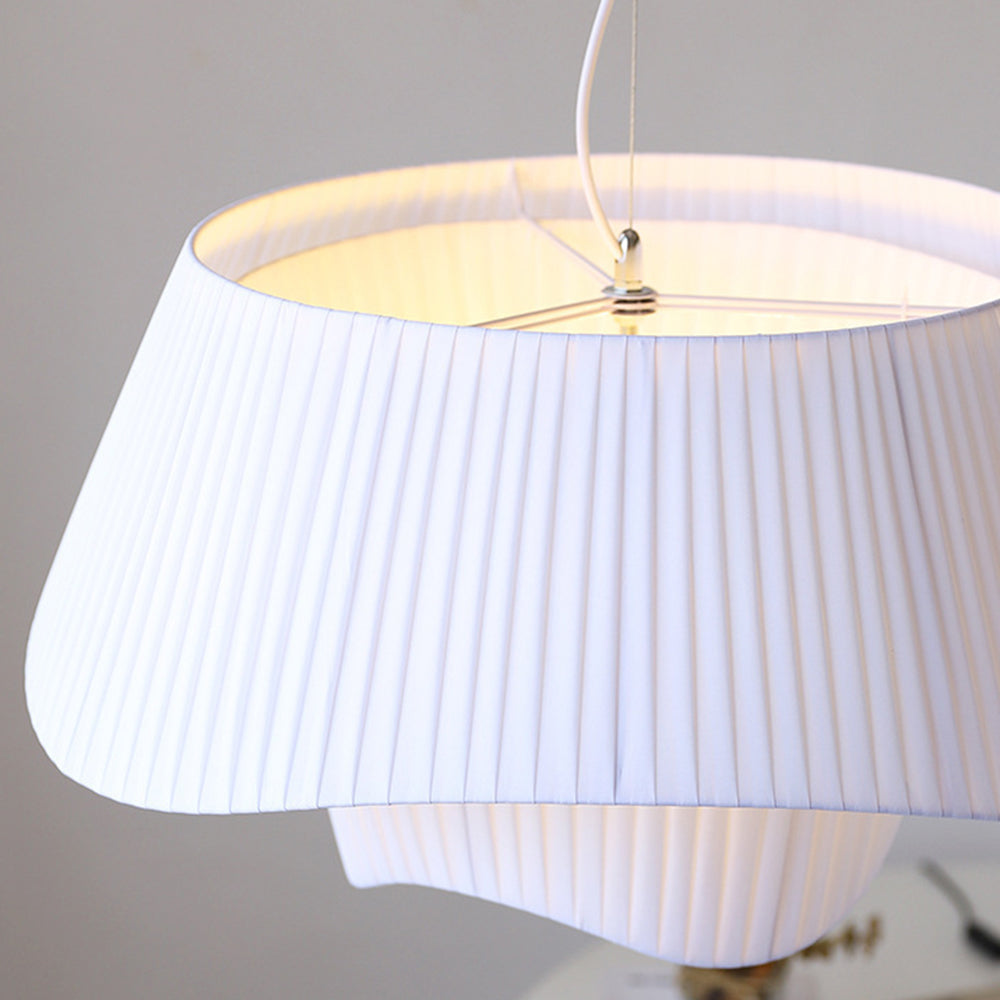 Ritta French Country Fabric/Metal Pendant Light, White - Neutralighting